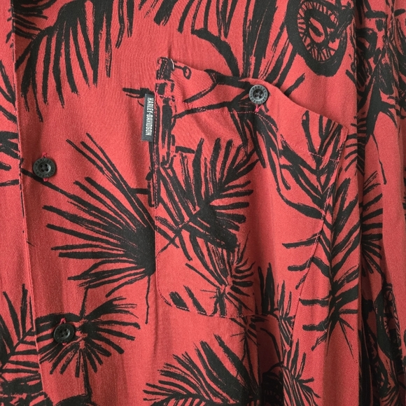 Harley Davidson Tropical Men's Shirt Red Allover Print Motorcycle Size 5XL #089 - Picture 4 of 8